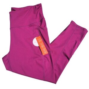 Adrienne Vittadini Sport Dark Pink Pocket Legging 7/8 Ankle High Rise Women's 1X
